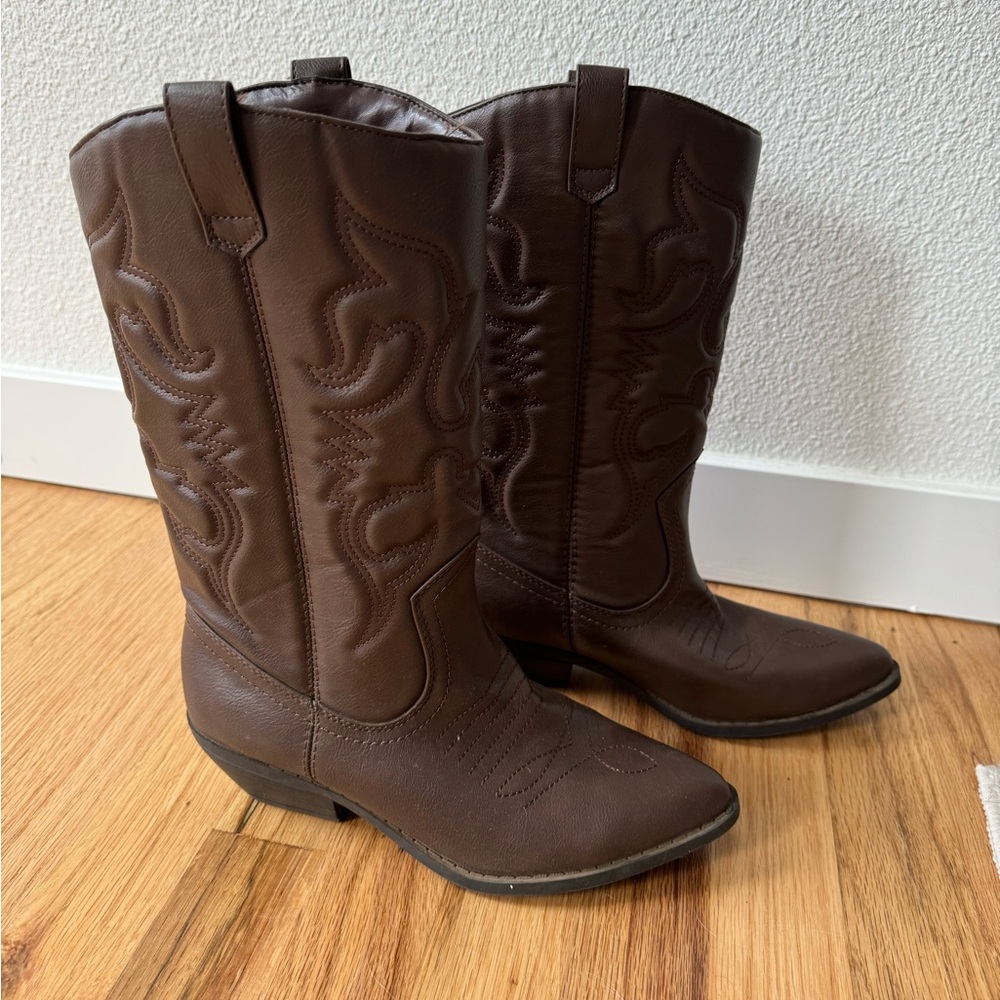 Soda Brown Western Heeled Cowboy Boots